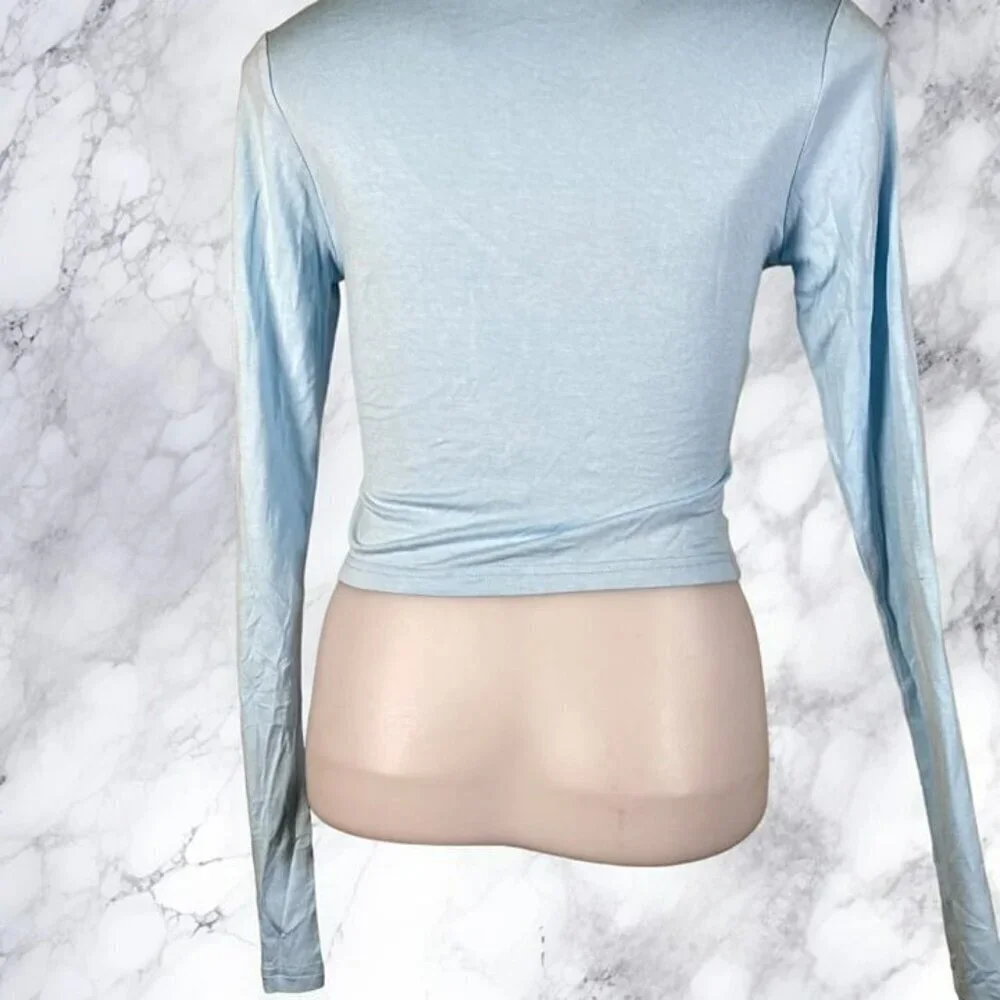 Superdown Matilda Wrap Crop Top - Baby Blue